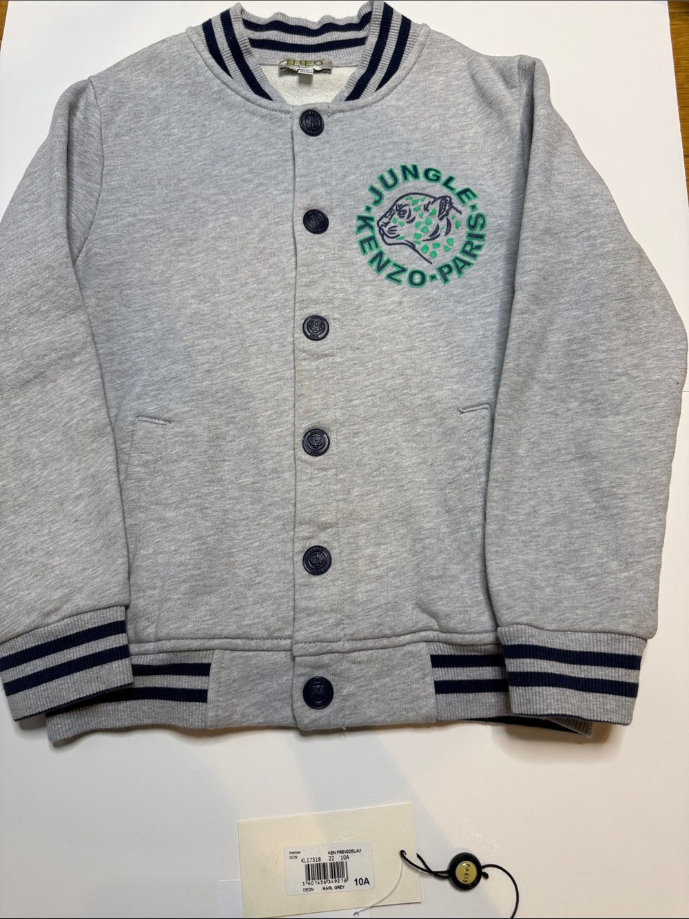 Kenzo Kids Grey Sweatshirt with Green Jungle Logo